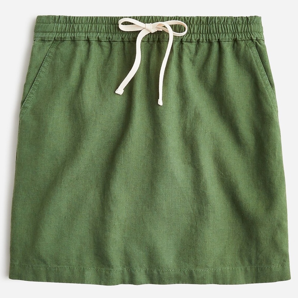 NWT J. Crew SEASIDE Linen Blend Drawstring Mini Skirt with Cream Tie, S